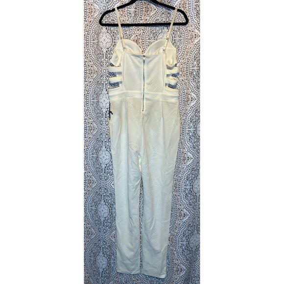 Ivory Haute Monde Strapless Cutout Jumpsuit With Zipper Closure Size L - Picture 3 of 11